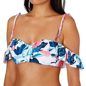 Seafolly Blue and Pink Floral Bikini Top